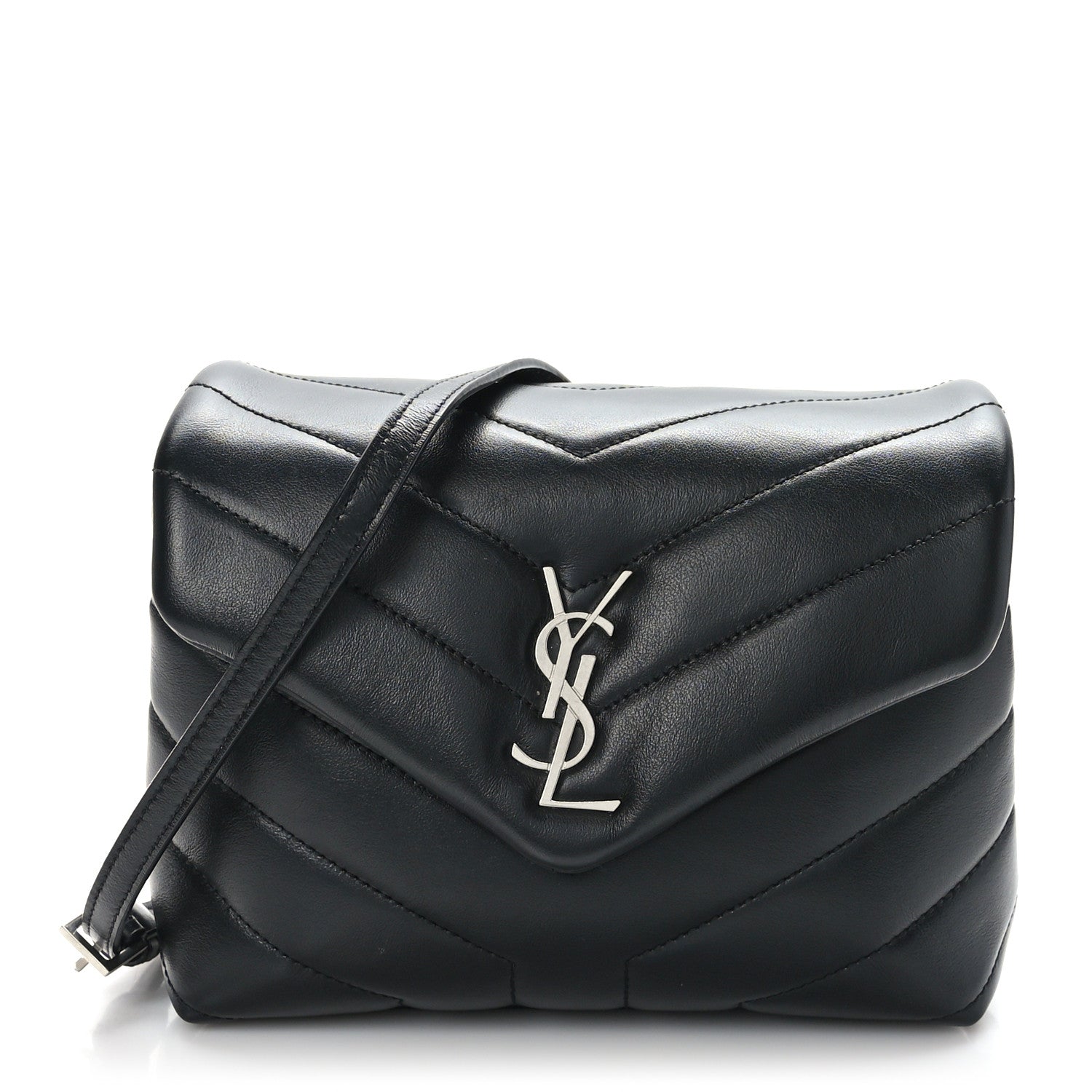 Saint Laurent Calfskin Y Quilted Monogram Toy Loulou Crossbody Bag Black 1 of 10