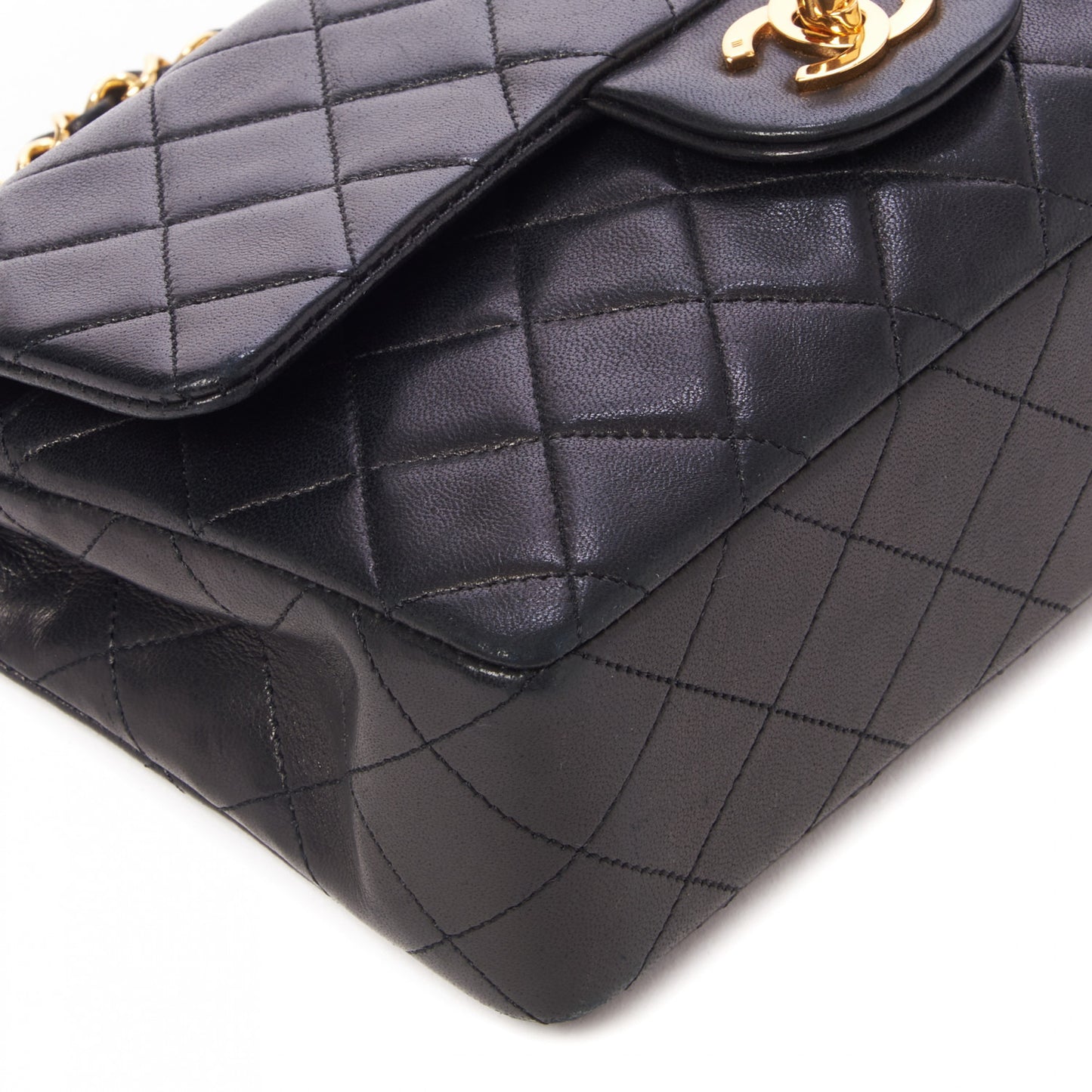 Lambskin Quilted Small Double Flap Black