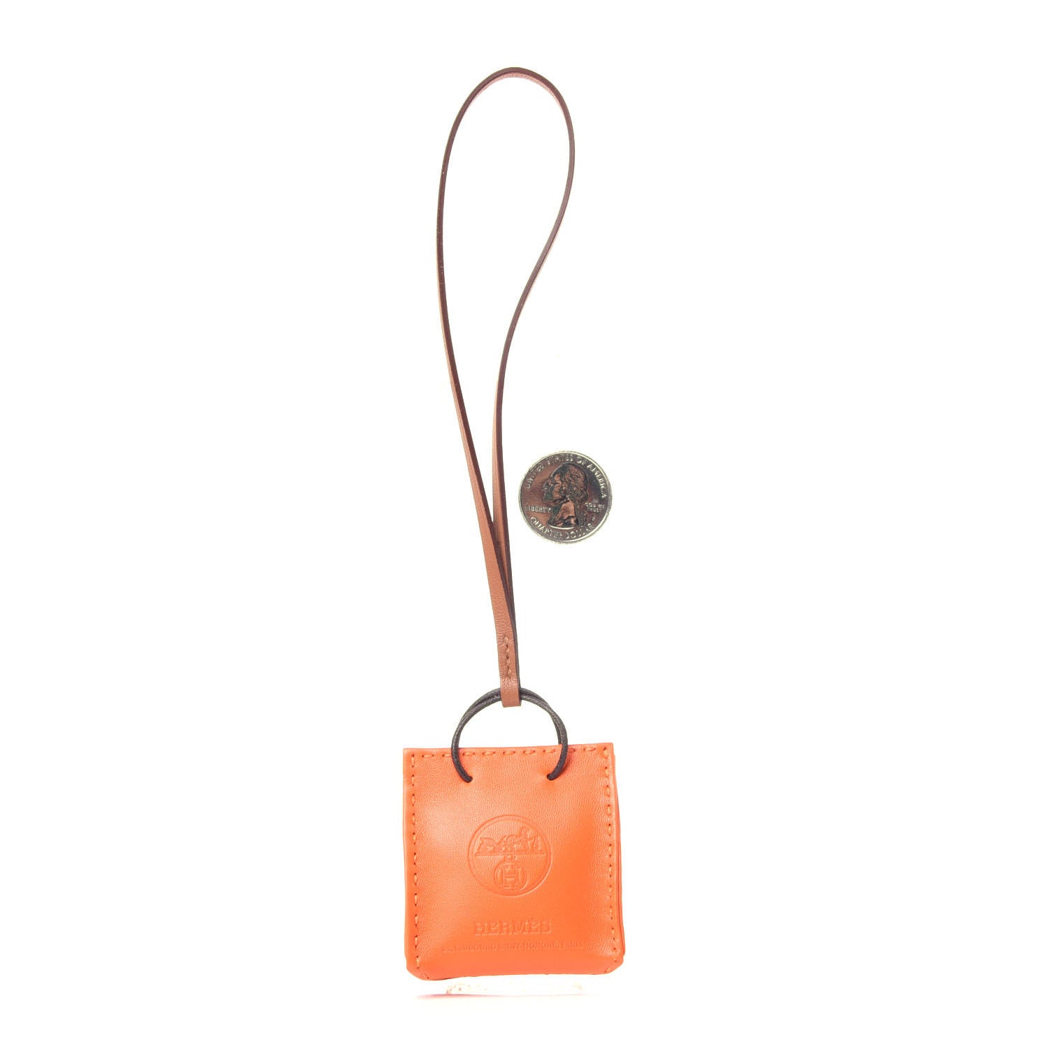 Hermes Milo Lambskin Swift Shopping Bag Charm Feu Gold 2 of 5