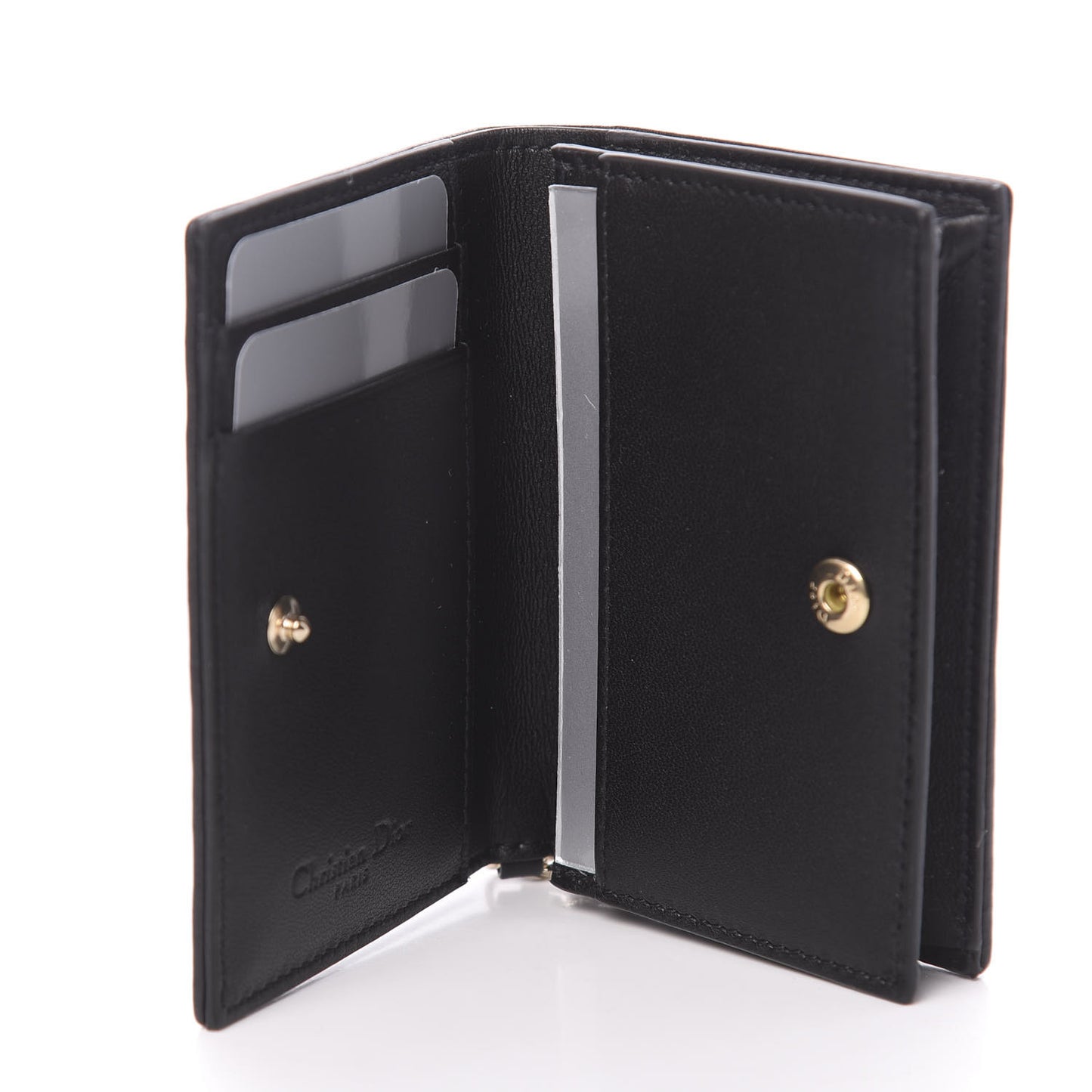 Lambskin Cannage Small Lady Dior Flap Card Holder Black