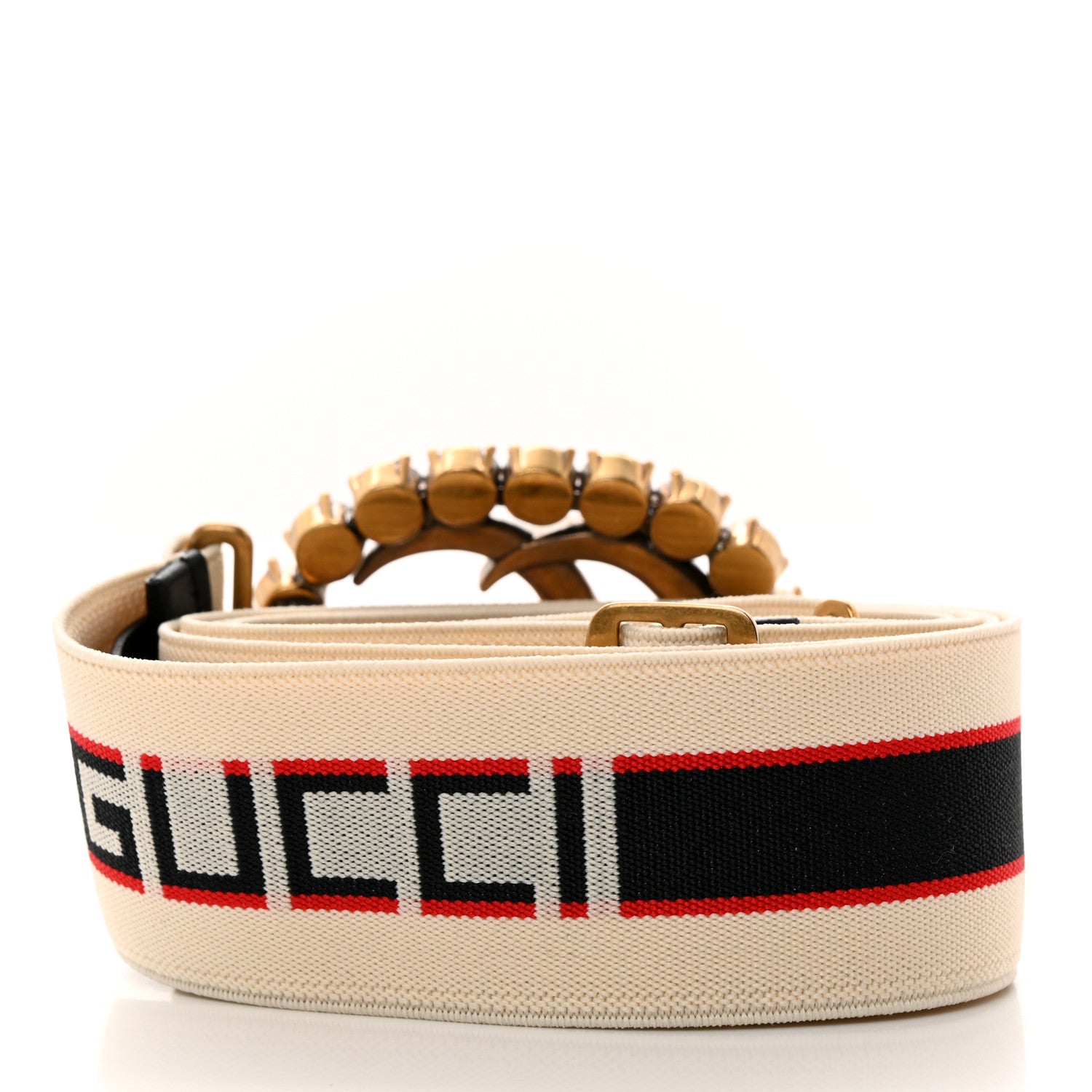 Gucci Jacquard Crystal Stripe Double G Belt 100 40 White 2 of 5