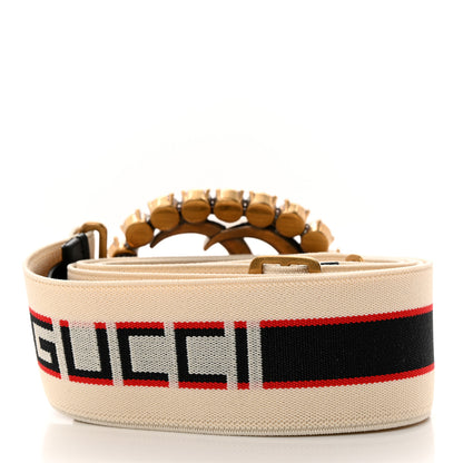 Gucci Jacquard Crystal Stripe Double G Belt 100 40 White 2 of 5