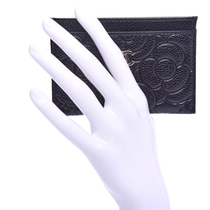 Chanel Caviar Camellia Embossed Card Holder Black 2 of 8