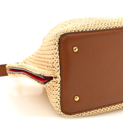 Valentino Garavani Raffia Grained Calfskin Small Rockstud Vlogo Tote Naturale 8 of 10