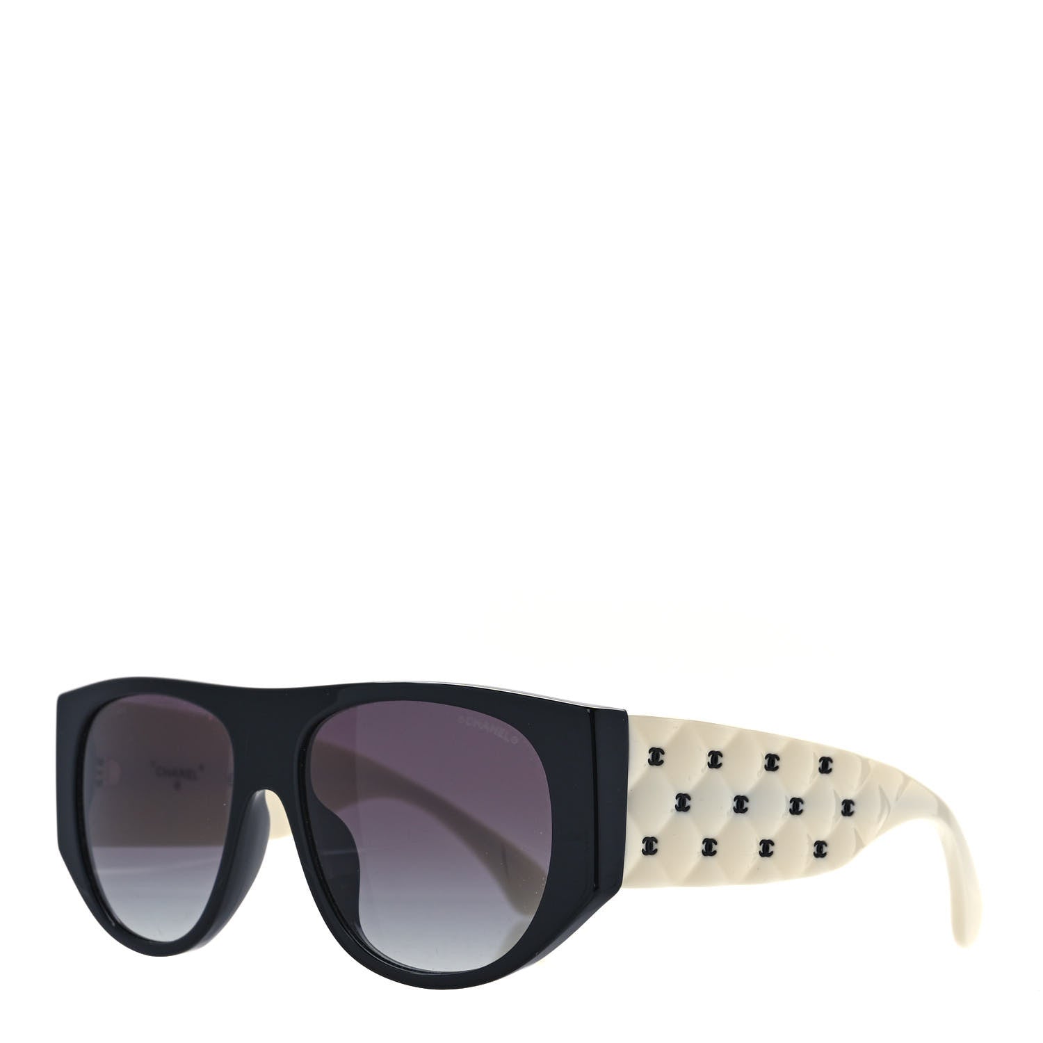 Chanel Acetate Quilted CC Pilot Sunglasses 71465 White Black 1 of 8