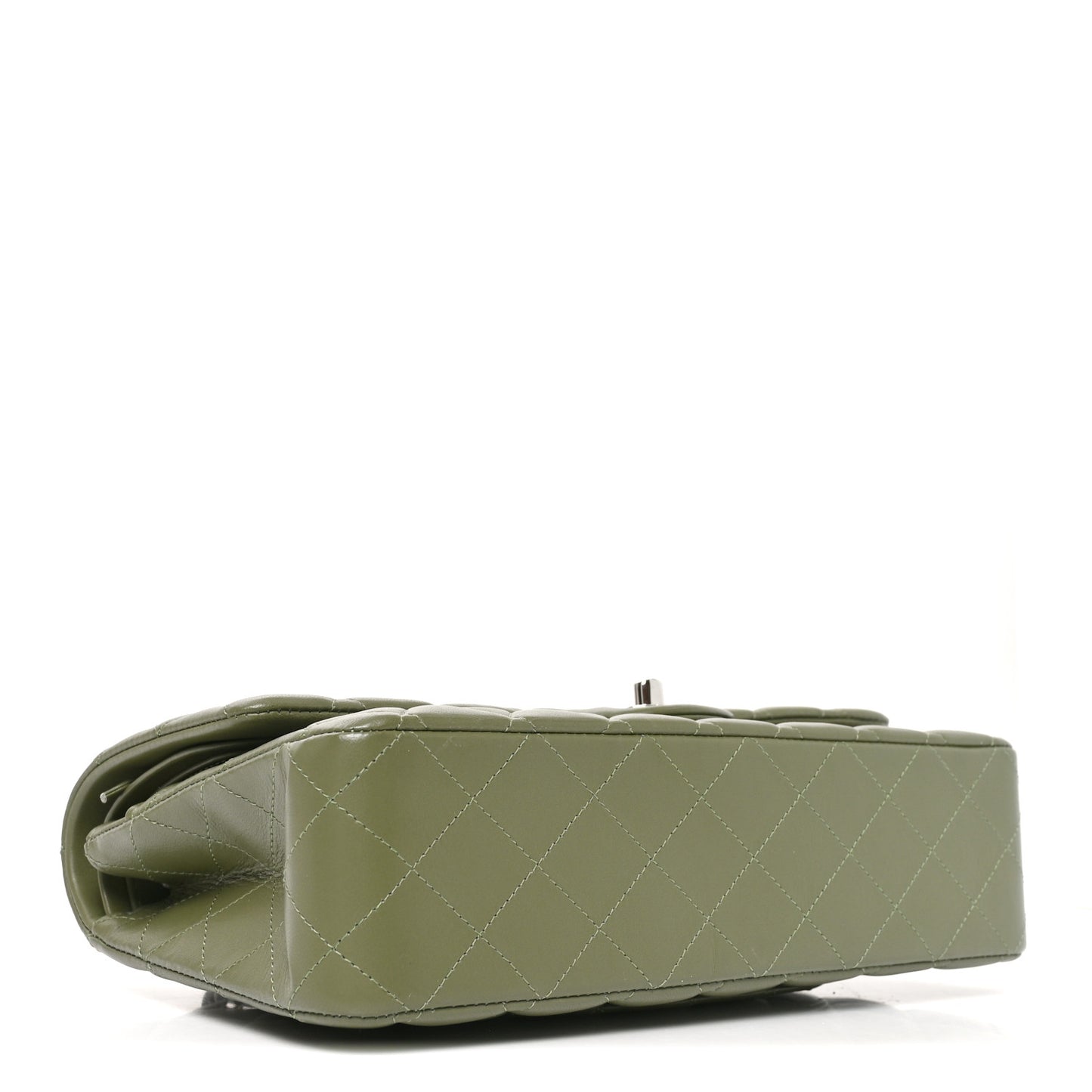 Lambskin Quilted Medium Double Flap Green