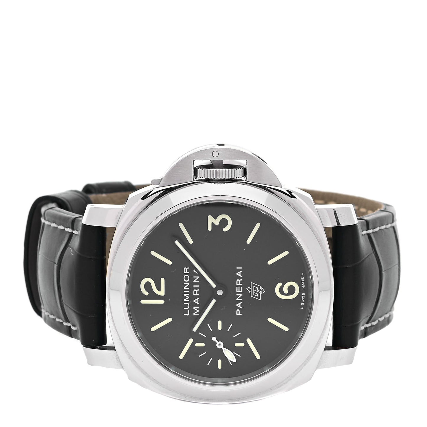 Stainless Steel Alligator 44mm Luminor Marina Manual Winding Watch Black PAM00463