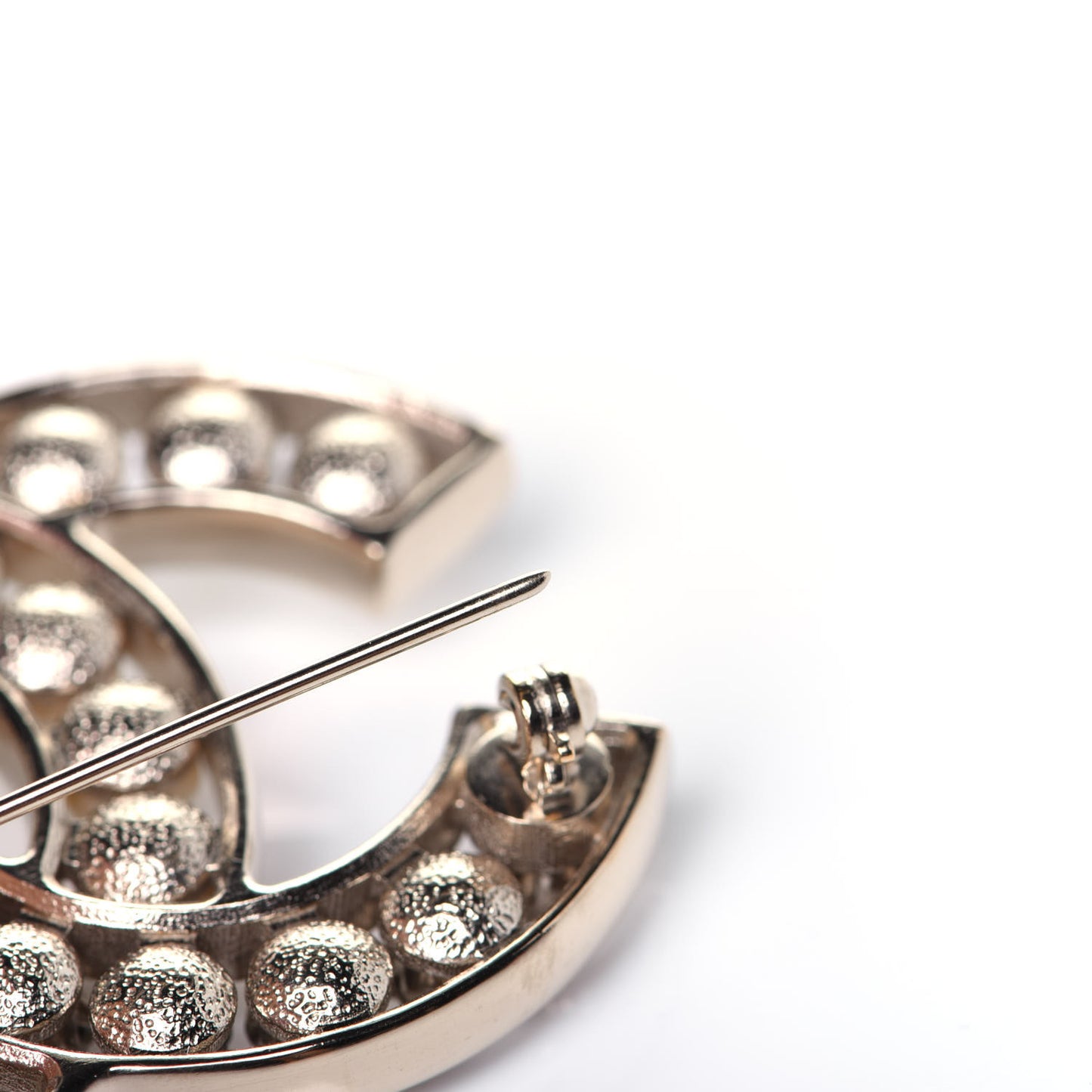 Pearl Crystal CC Brooch Gold Pearly White