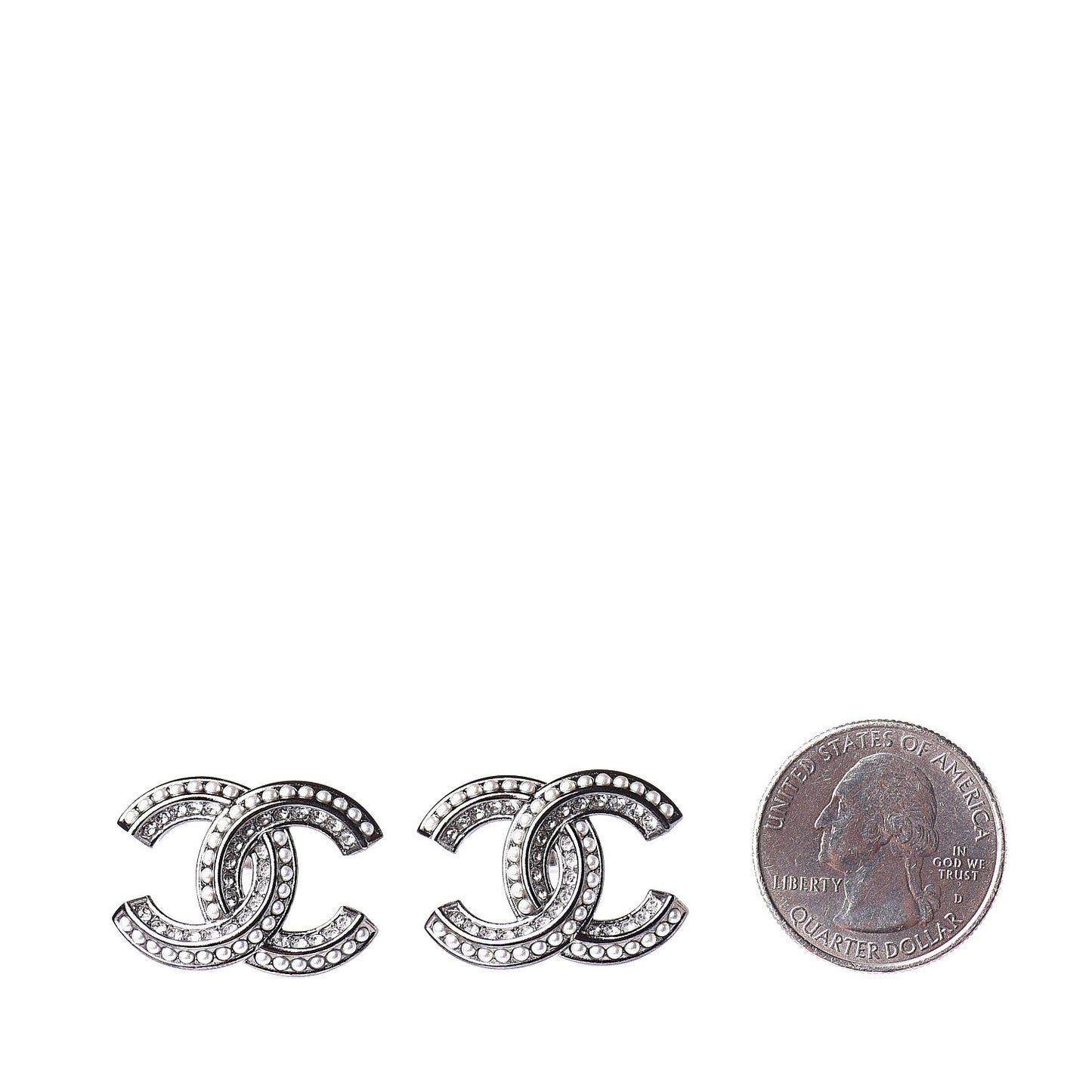 Crystal Pearl Chain Mania CC Earrings Ruthenium