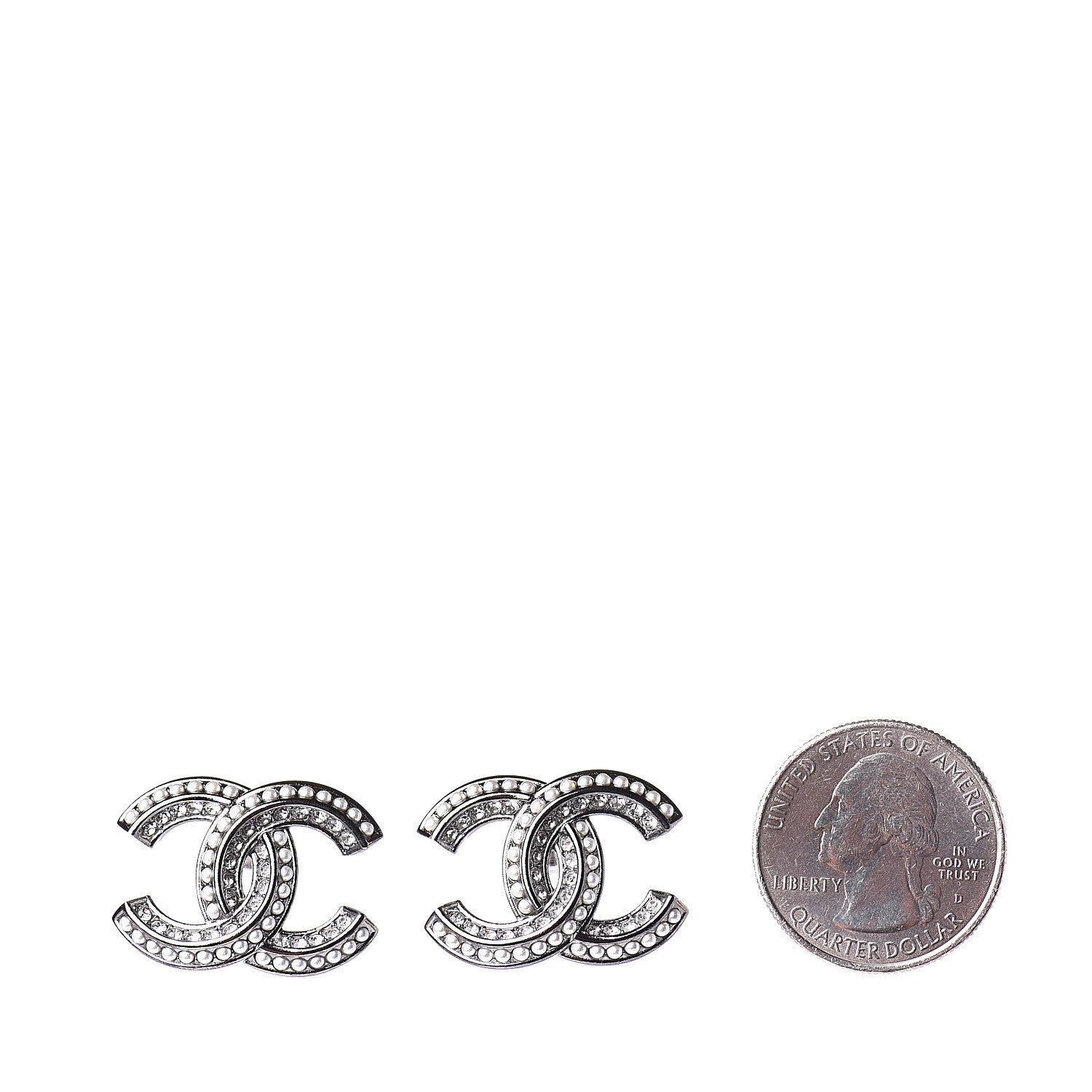 Chanel Crystal Pearl Chain Mania CC Earrings Ruthenium 2 of 5