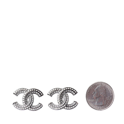 Chanel Crystal Pearl Chain Mania CC Earrings Ruthenium 2 of 5