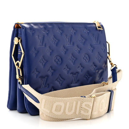 Louis Vuitton Lambskin Embossed Monogram Coussin PM H32 Smalt Blue 3 of 10