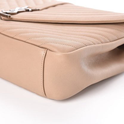 Saint Laurent Sheepskin Matelasse Chevron Monogram Large College Satchel Beige 6 of 13