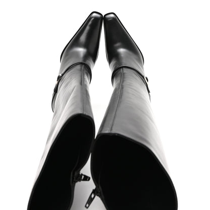 Saint Laurent Calfskin Nina 110 Knee High Boots 37 Black 2 of 9