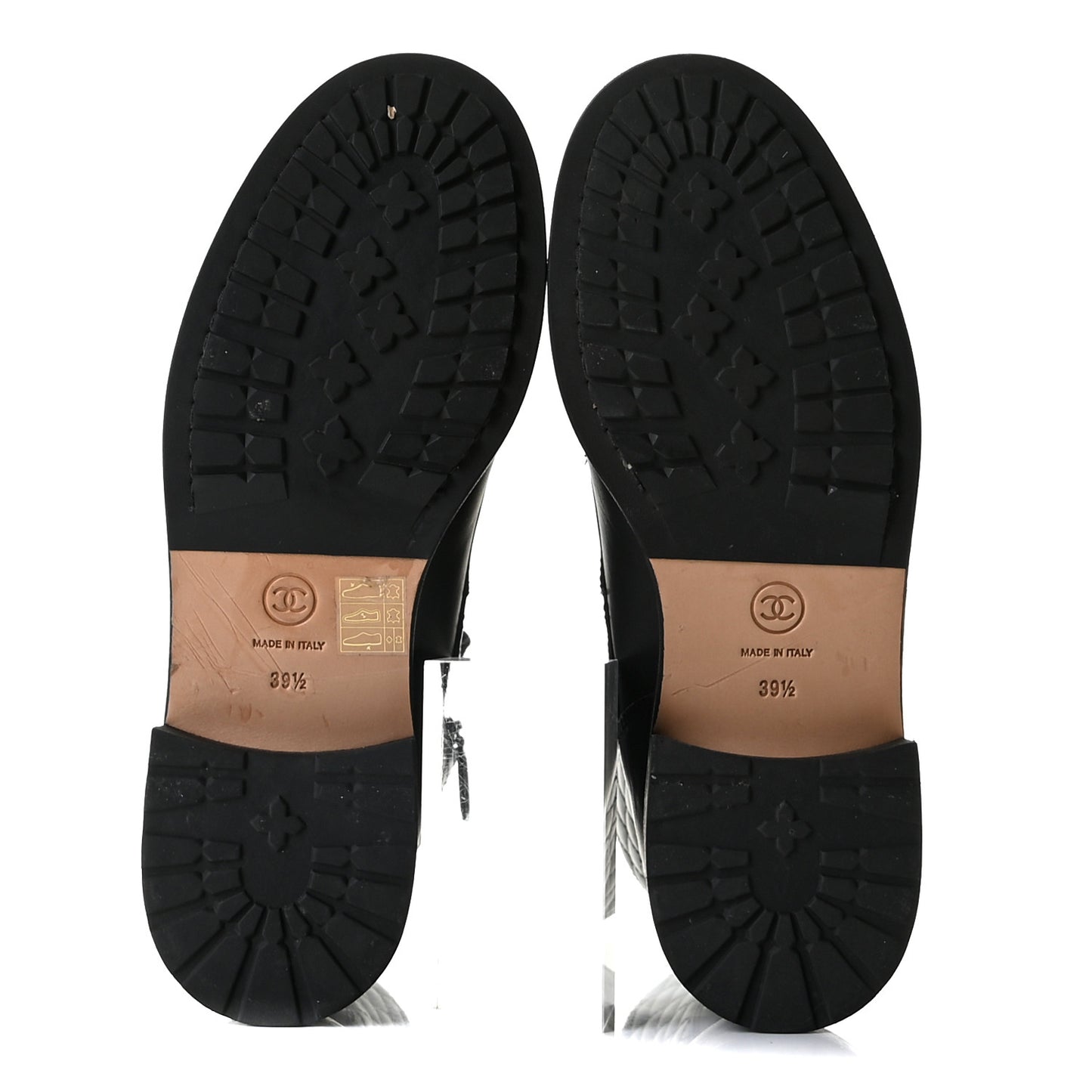 Calfskin Quilted Lace Up Combat Boots 39.5 Black