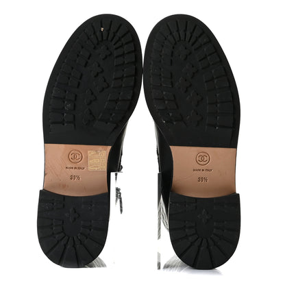 Chanel Calfskin Quilted Lace Up Combat Boots 39.5 Black 7 of 13