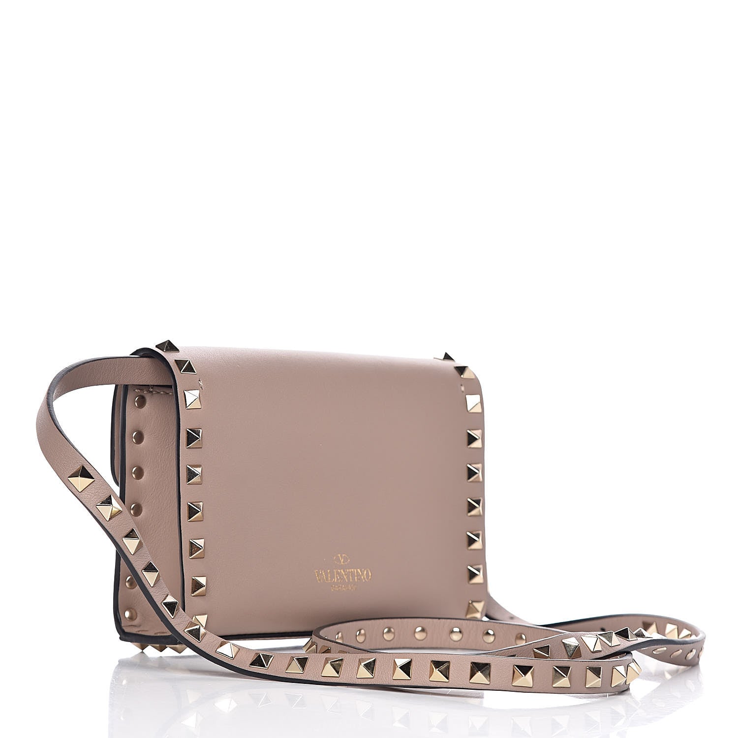 Valentino Garavani Vitello Mini Rockstud Flip Lock Crossbody Bag Poudre 3 of 11