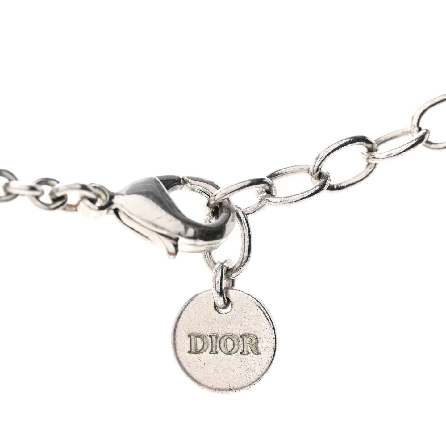 Metal Crystal CD Lock Necklace Silver