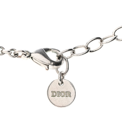Christian Dior Metal Crystal CD Lock Necklace Silver 5 of 6