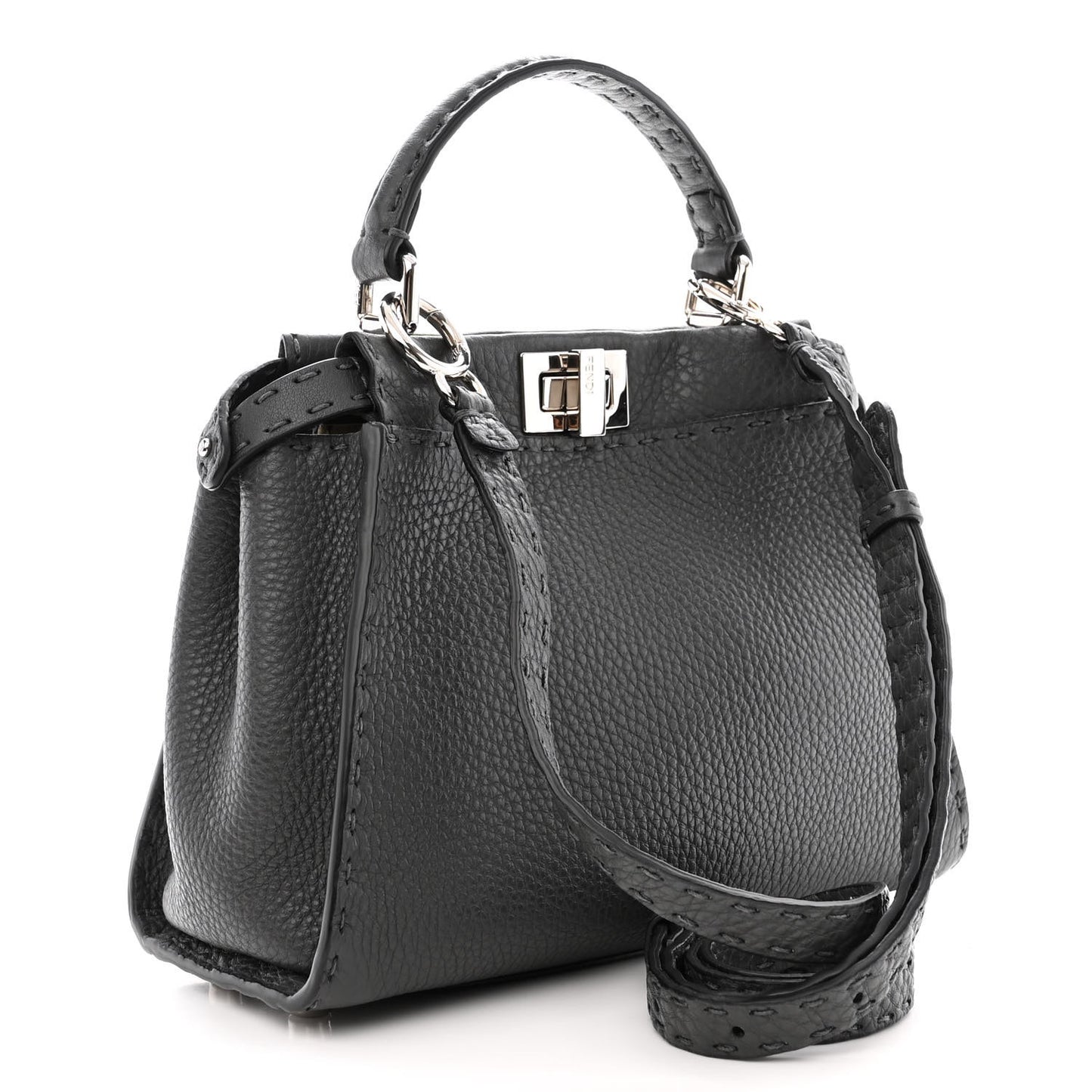 Cuoio Romano Selleria Bi-Color Mini Peekaboo Iconic Satchel Asfalto Latte