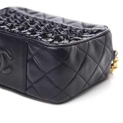 Chanel Lambskin Woven Quilted CC Camera Case Navy 10 of 12