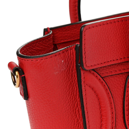 Celine Drummed Calfskin Nano Luggage Coquelicot 12 of 14