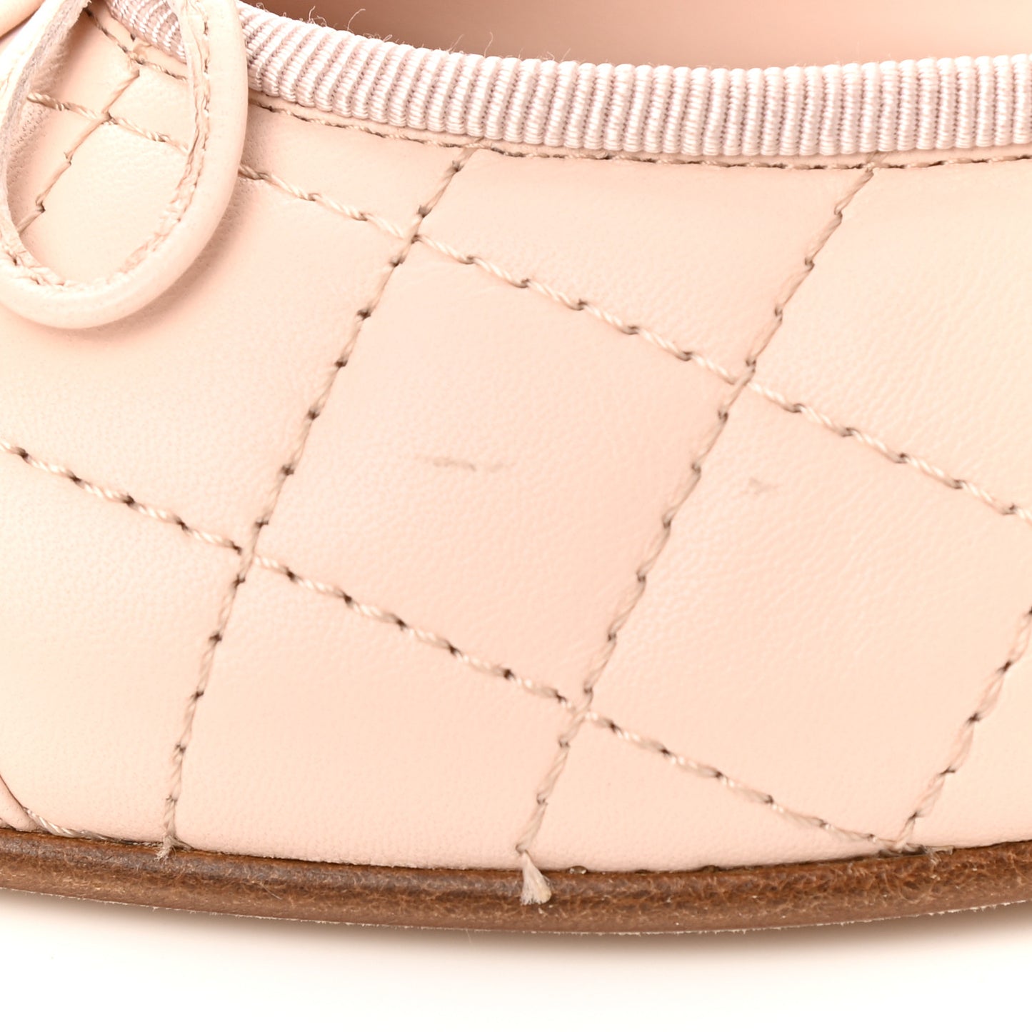 Lambskin Quilted Cap Toe Ballerina Flats 37.5 Beige