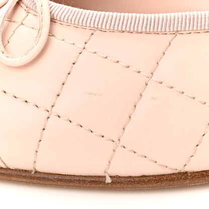 Chanel Lambskin Quilted Cap Toe Ballerina Flats 37.5 Beige 9 of 11