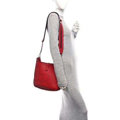 Hermes Taurillon Clemence Evelyne III PM Rouge Casaque Bleu Saphir 2 of 12