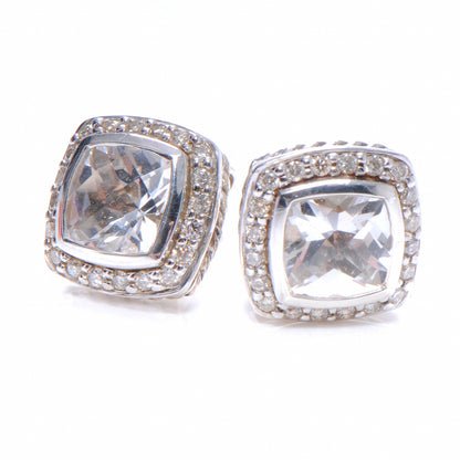David Yurman Sterling Silver Pave Diamond and White Topaz Albion Earrings 1 of 3