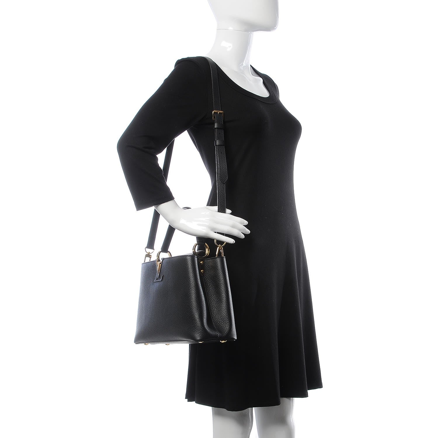 Louis Vuitton Taurillon Capucines PM Black 2 of 8