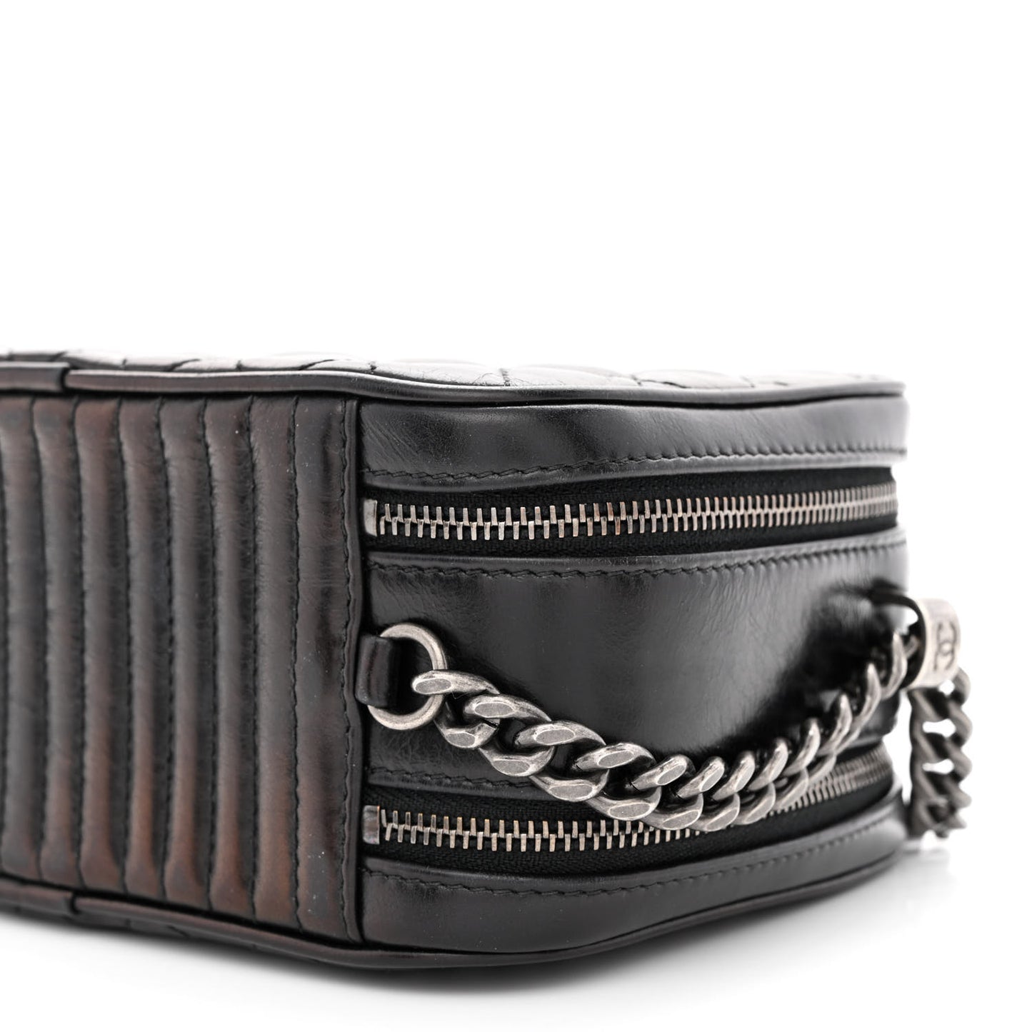 Glazed Calfskin Small Coco Boy Camera Case Black