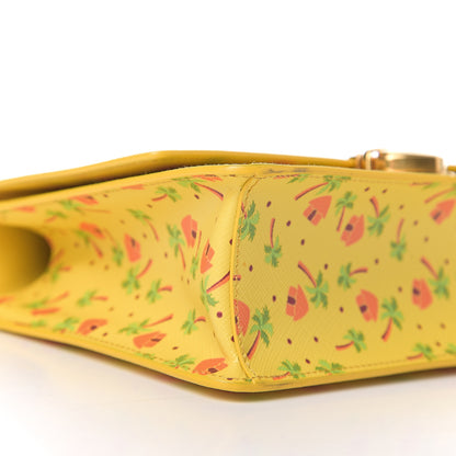 Prada Saffiano Palm Tree Print Shoulder Bag Giallo 6 of 8