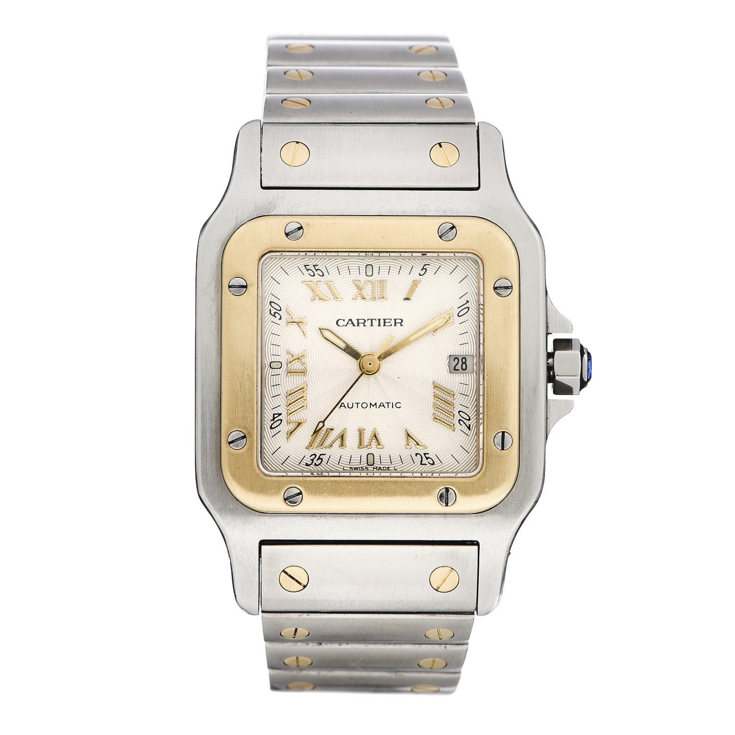 Stainless Steel 18K Yellow Gold 29mm Santos De Cartier Galbee Automatic Watch