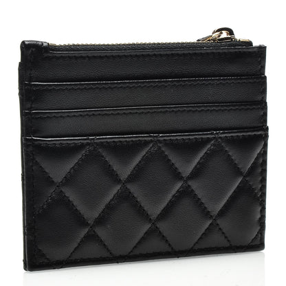 Chanel Lambskin Quilted Zip Card Holder Black 3 of 7