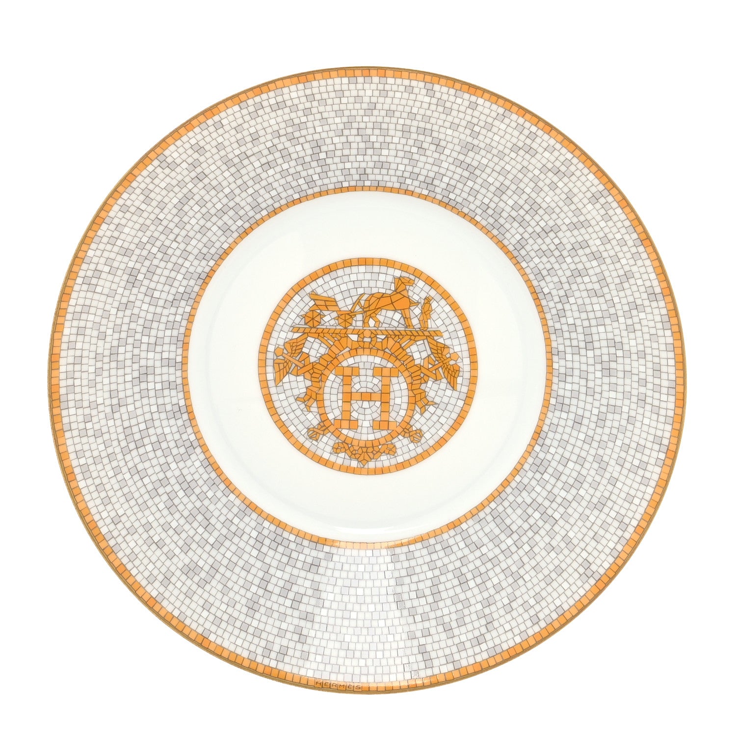 Hermes Porcelain Mosaique Au 24 Gold Breakfast Cup and Saucer 8 of 11