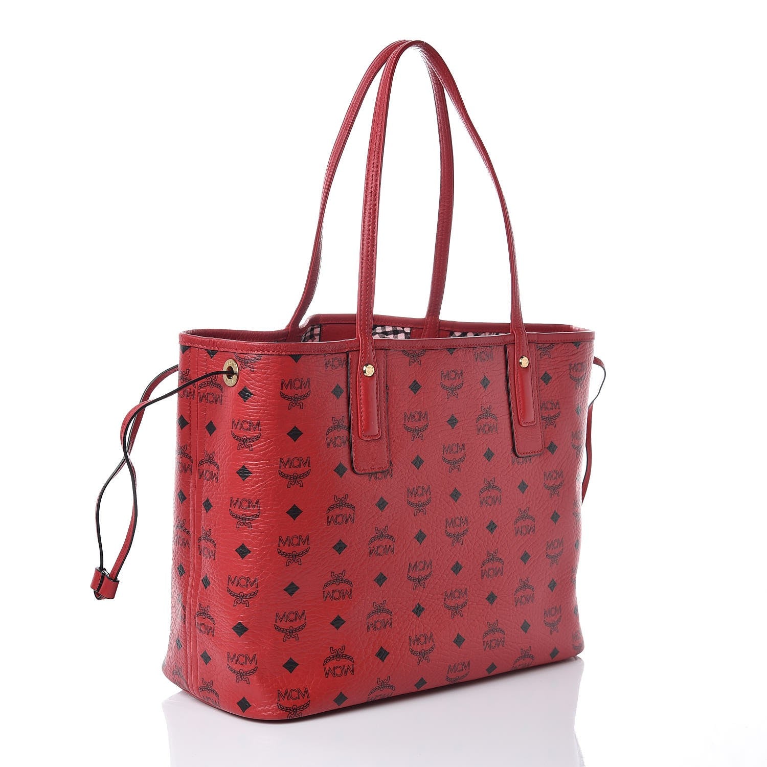 MCM Visetos Medium Liz Reversible Shopper Tote Ruby Red 5 of 11