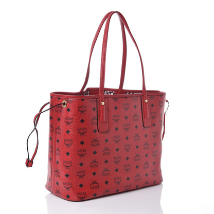 MCM Visetos Medium Liz Reversible Shopper Tote Ruby Red 5 of 11