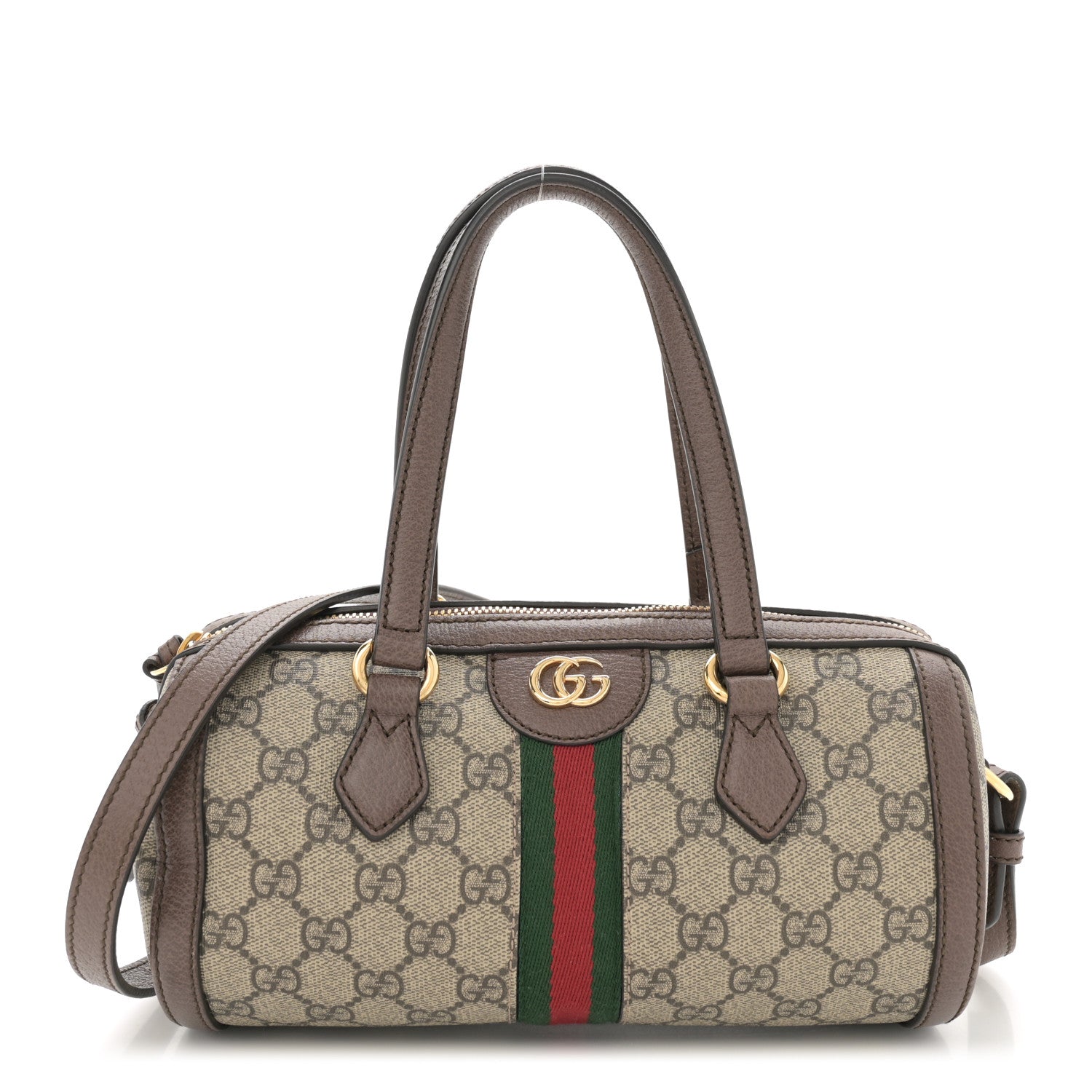 Gucci GG Supreme Monogram Web Small Ophidia Boston Bag Beige New Acero 1 of 14