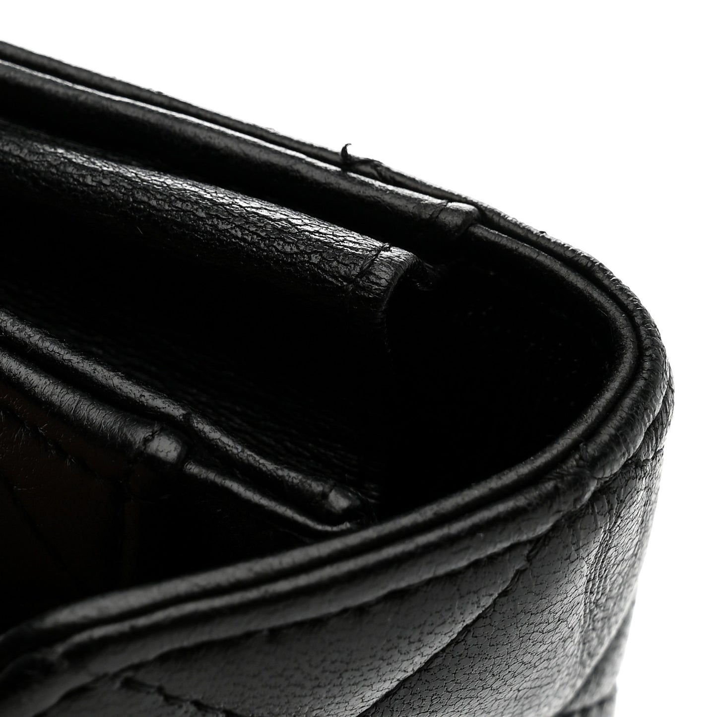 Lambskin Quilted Flap Card Holder Wallet Black