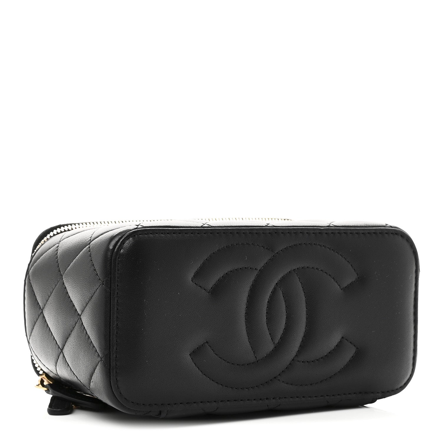 Chanel Lambskin Quilted Sweet Camellia Small Vanity Case With Chain Black 4 of 12