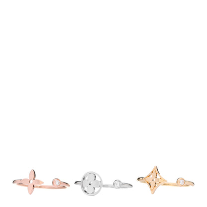 Louis Vuitton 18K Yellow Pink White Gold Diamond Idylle Blossom Ring 3 Set 57 8 1 of 3