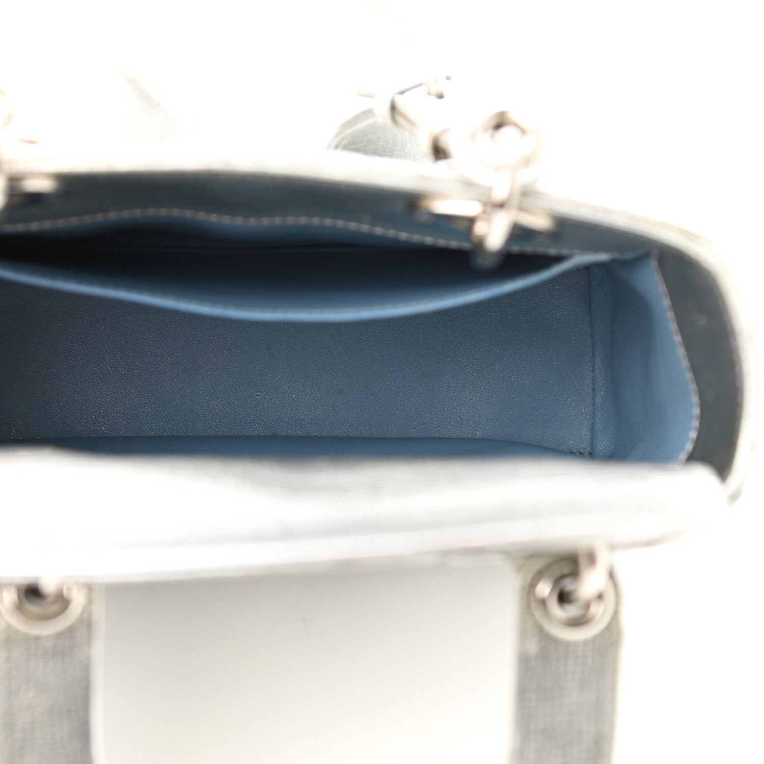 Christian Dior Metallic Grained Calfskin Cannage Small Lucky Badges My Lady Dior Silver 5 of 11