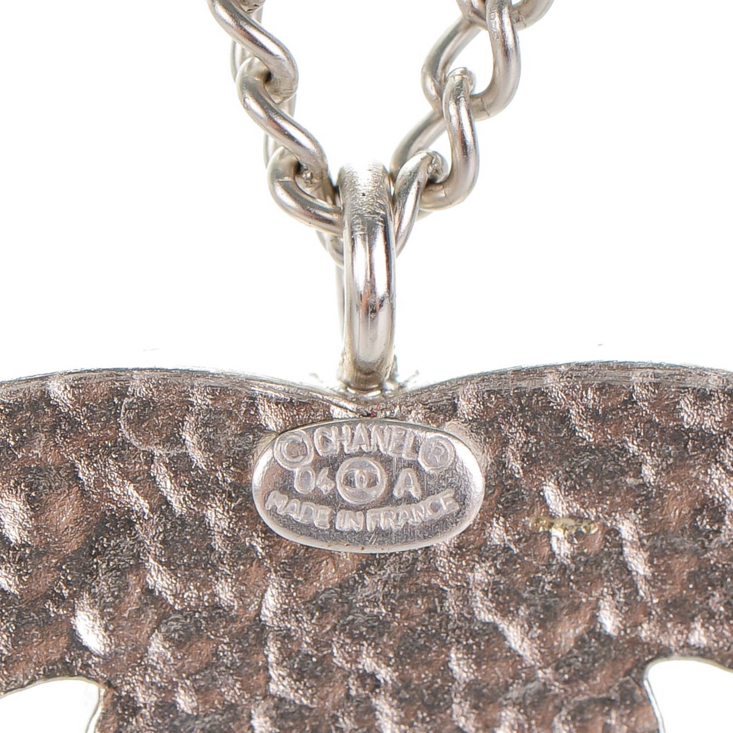 Crystal Heart CC Necklace Silver