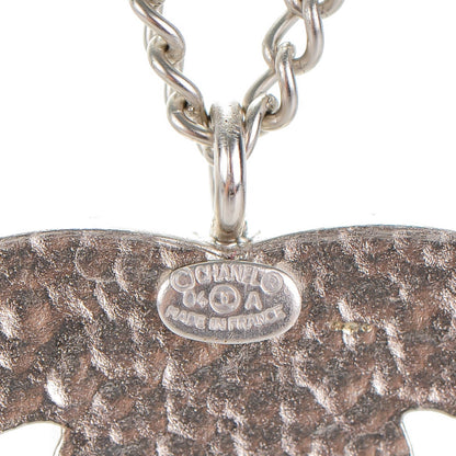 Chanel Crystal Heart CC Necklace Silver 5 of 6