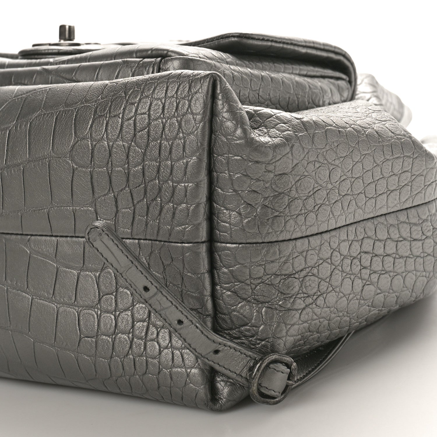 Chanel Metallic Calfskin Crocodile Embossed Large Backpack Silver 9 of 9
