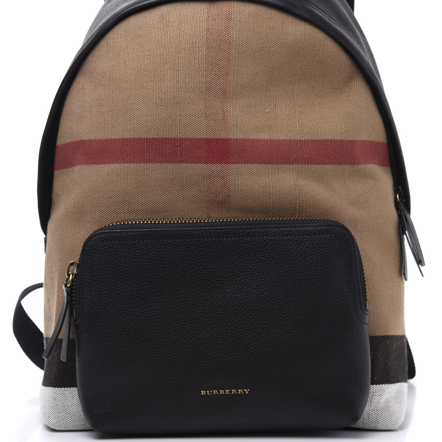 Mega Check Calfskin Abbeydale Simple Backpack Black Camel