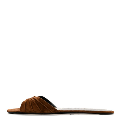 Saint Laurent Suede Babylone Slide Sandals 41 Dark Havana 1 of 8