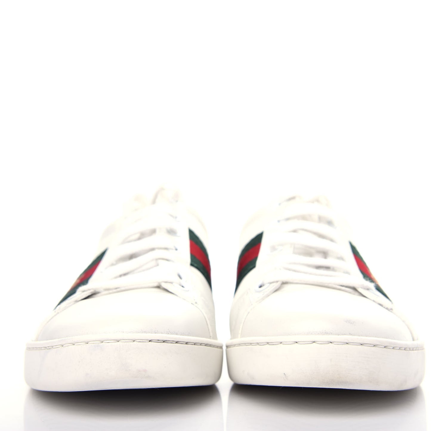 Calfskin Ayers Bee Embroidered Womens Ace Sneakers 38 White Green