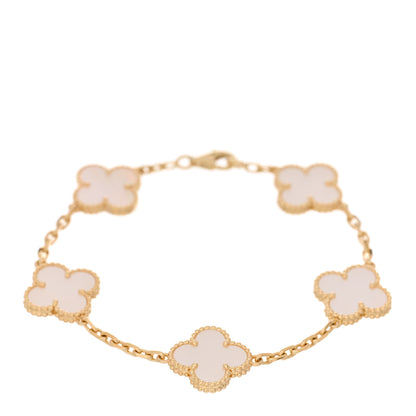 Van Cleef & Arpels 18K Yellow Gold Mother of Pearl 5 Motifs Vintage Alhambra Bracelet 1 of 3